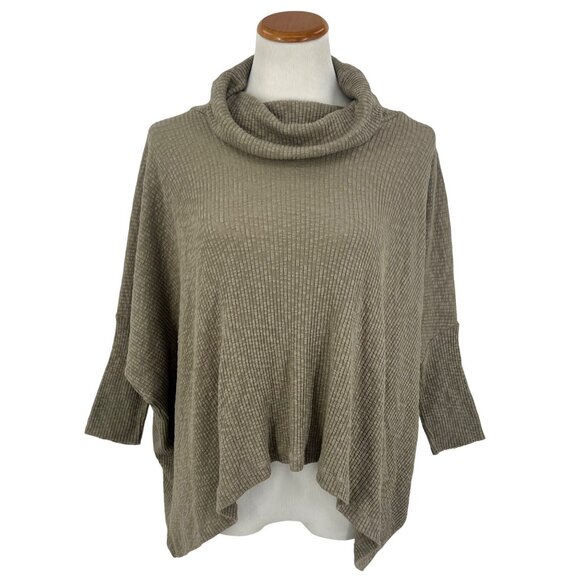 NWT Free People x FP Beach Taupe Cocoon Cowl Neck Dolman Sleeve Knit Poncho Swea - Picture 2 of 16